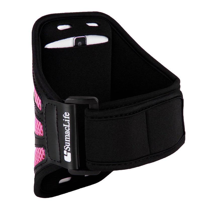 [Australia - AusPower] - SumacLife Mesh Workout Exercise Armband for Smartphones - Retail Packaging - Black/Pink Standard Packaging 