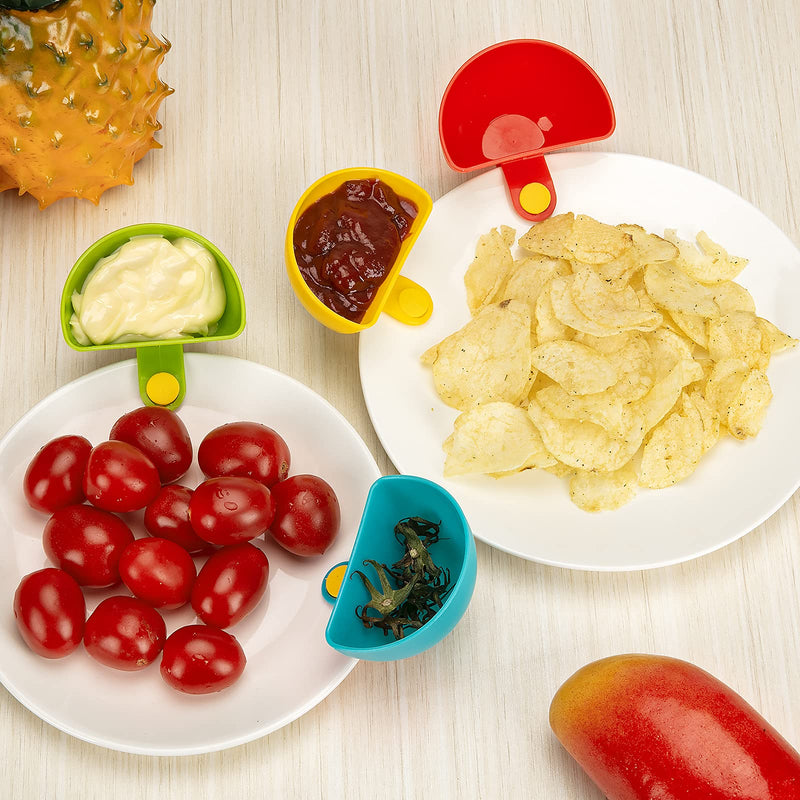 [Australia - AusPower] - Dip Clip for Bowls Plates 8PCS Plastic Dip Clip Bowl Plate Holder Chip and Dip Serving Set Sauce Holder for Spice Tomato Sauce Salt Veggie Vinegar Ketchup Chips (4 Colors) 8 