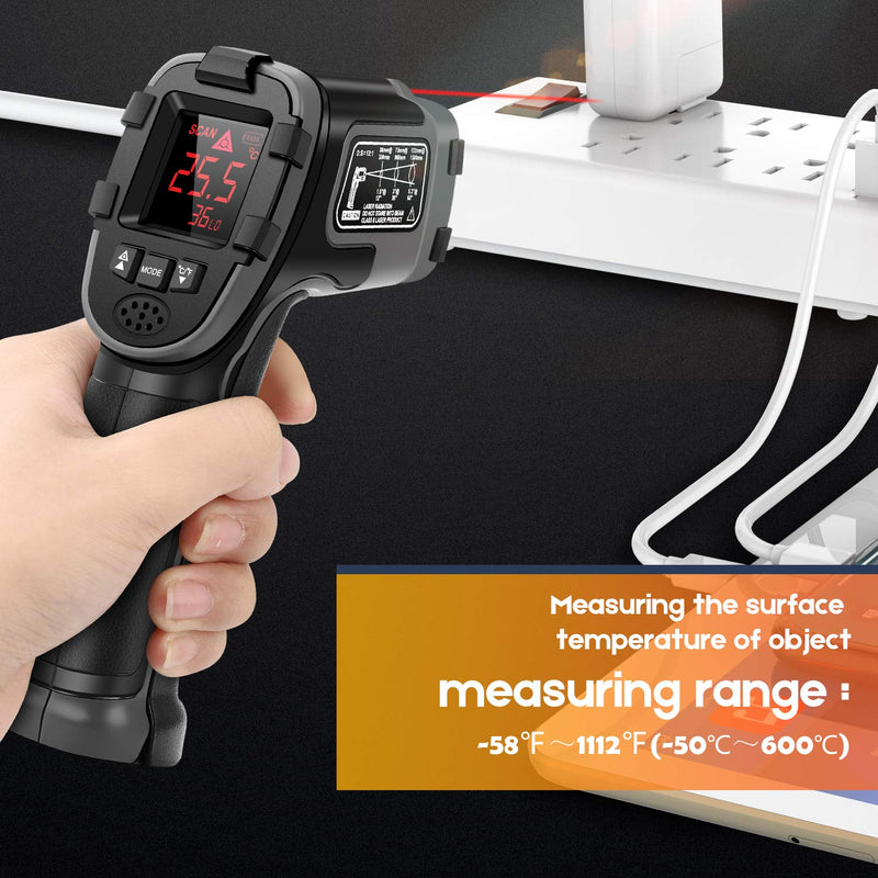 [Australia - AusPower] - Infrared Thermometer SOVARCATE Digital IR Laser Thermometer Temperature Gun High and Low Temperature Alarm -58°F~1112°F Temperature Probe Cooking/Air/Refrigerator 