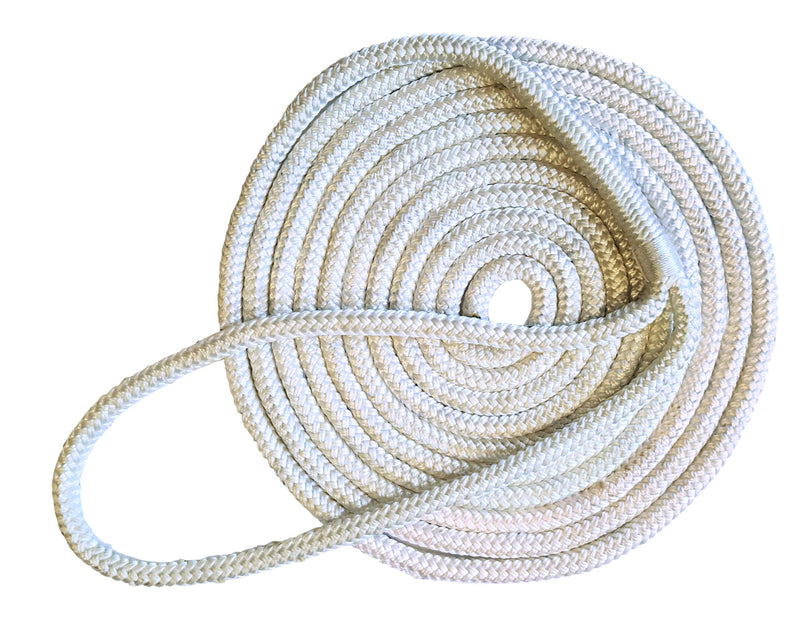 [Australia - AusPower] - Tommy Docks 15 ft Dock Line with 4,400 lb Break Strength - 3/8 in Thick Double Braided Nylon Marine Rope Accessory - 12 in Eye Splice for Docking Boats and Yachts White 