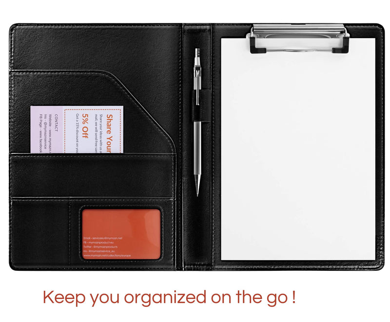 [Australia - AusPower] - Small Clipboard Junior Padfolio Folio 7 x 9 Writing Pad Refillable, Mymazn Faux Leather Folder A5 for Notepad Legal pad 5 x 8 Junior Size Portfolio (Black) Black 