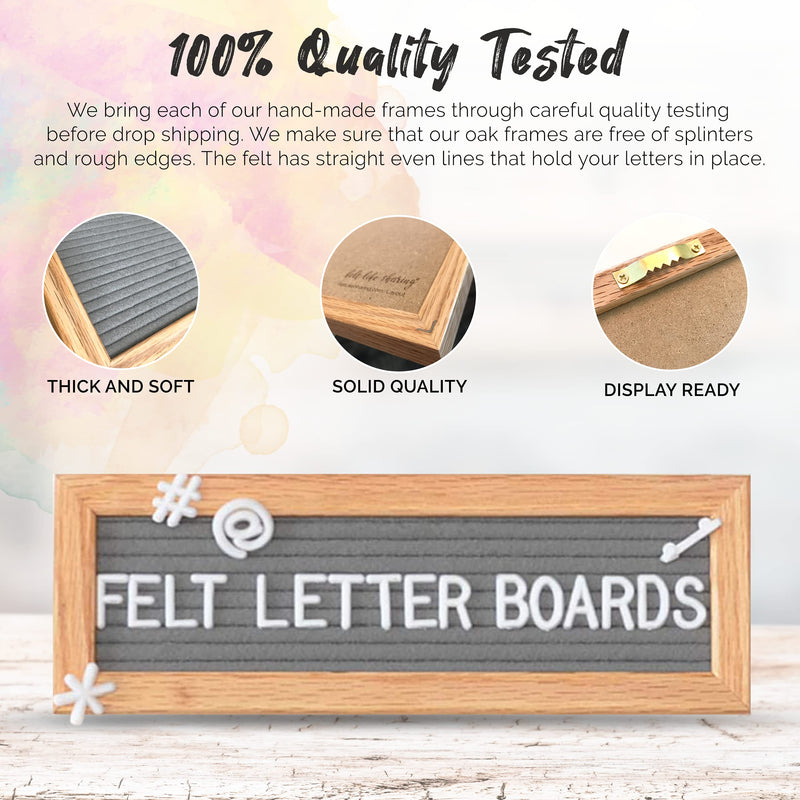 [Australia - AusPower] - Small Felt Letter Board with Letters and Numbers, Message Board W/ Oak Frame, 10 x 3.5 Inches, Changeable Letter Board, Includes 150 3/4 Inch White Plastic Letters for Signs, Black Felt Letter Board 10"x3.5" 