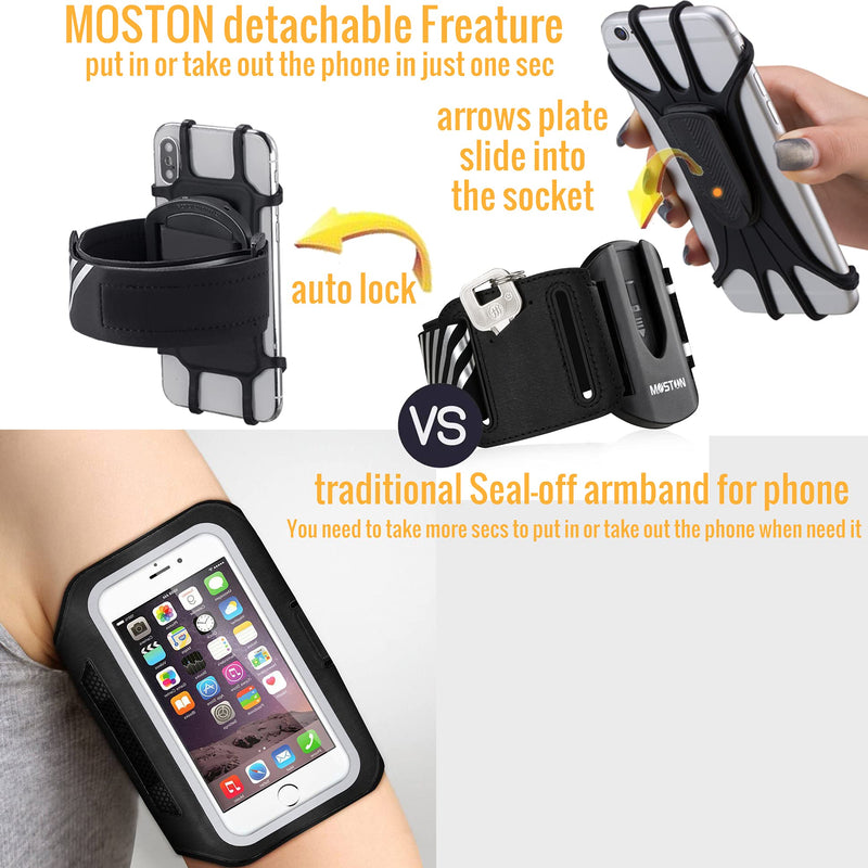 [Australia - AusPower] - MOSTON Detachable Running Armband Fit Size 4-7 inch Screen Cell Phone Case.for Women Men Sports Running Hiking Cycling Walking Jogging Gym Workout Arm Band for All iPhone/Sumsung/LG Phones 