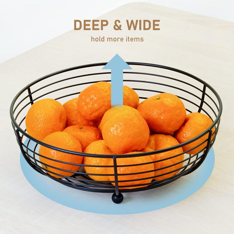 [Australia - AusPower] - CAXXA Countertop Fruit Bowl, Wire Basket for Fruits, Breads, Vegetables ,Snacks, BLACK 