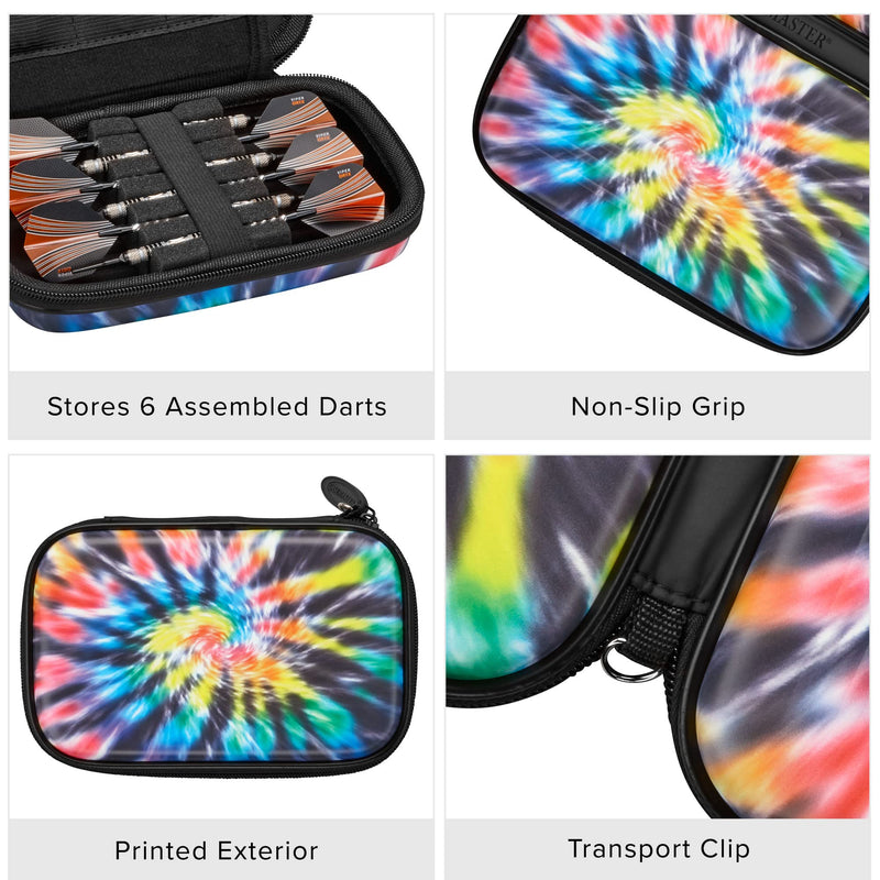 [Australia - AusPower] - Casemaster Sentinel 6 Dart Case, Holds Extra Accessories, Tips, Shafts and Flights, Compatible with Steel Tip and Soft Tip Darts, Impact & Water Resistant Tactech Shell, Tie Dye 
