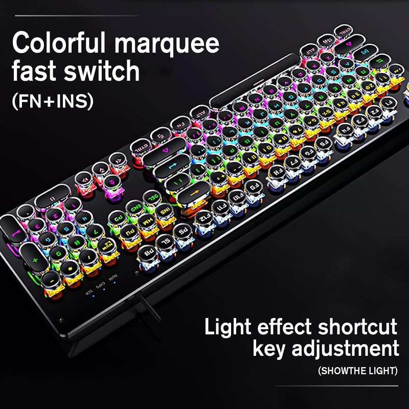 [Australia - AusPower] - Basaltech Brown Switch Mechanical Keyboard with Wireless Computer Mouse, Typewriter Style Gaming Keyboard with 2.4G Bluetooth Silent Mouse 