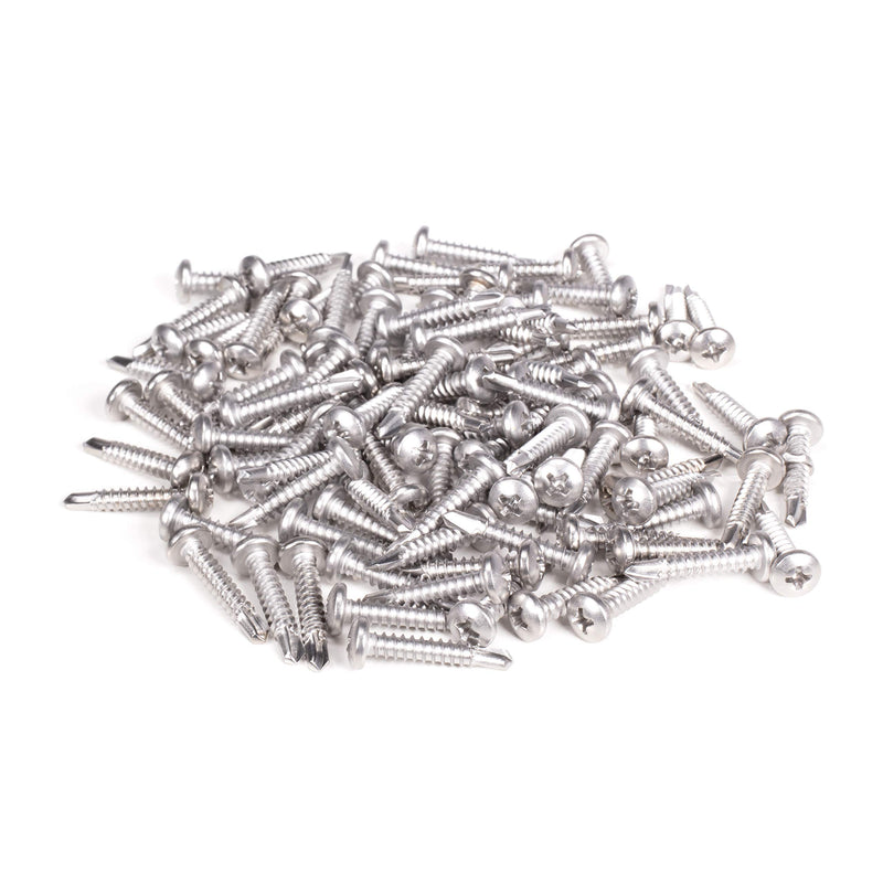 [Australia - AusPower] - #10 Size, 1" Length (25mm) - Self Tapping Screw - Self Drilling Screw - 410 Stainless Steel Screws = Exceptional Wear and Very Corrosion Resistant) - Phillips Pan Head - 100pcs 1 Inch Silver, Size 10 