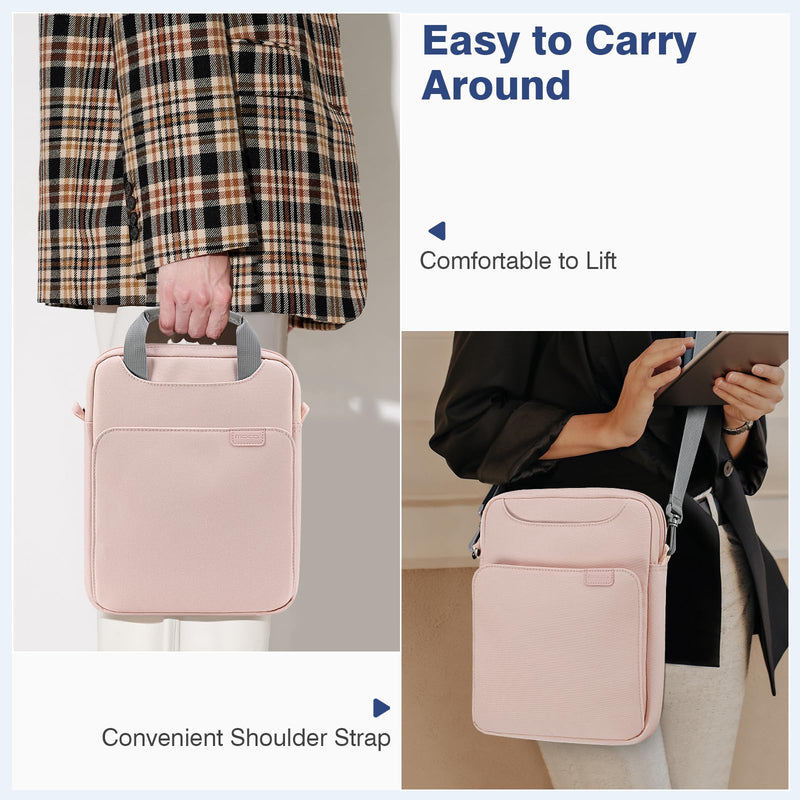 [Australia - AusPower] - MoKo 9-11 Tablet Shoulder Sleeve Bag, Fits iPad Pro 11 2022-2018, iPad 9/8/7th 10.2, iPad Air 5/4th 10.9, iPad 9.7, Surface Go 3/2, Polyester Bag with Concealed Hand Strap, Pink 