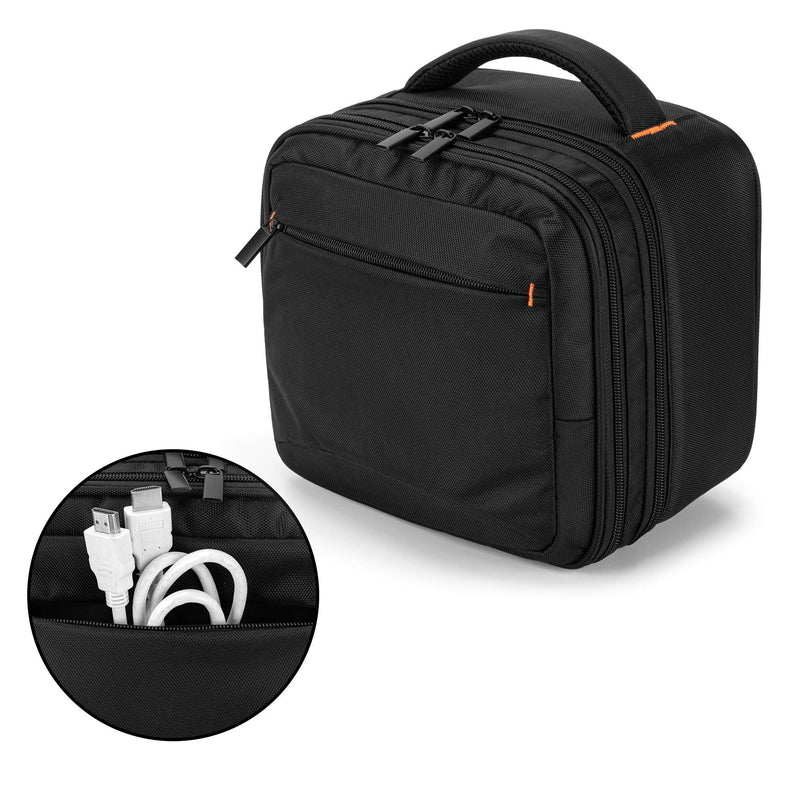 [Australia - AusPower] - CURMIO Double Layers Projector Case, Mini Projector Carrying Bag Compatible with DR.J Professional and QKK Mini Projector, Black Double Layer 