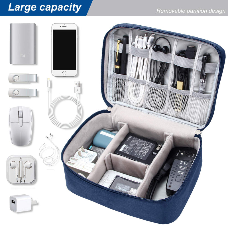 [Australia - AusPower] - VOCUS Waterproof Electronics Accessories Cable Organizer Bag Cable Organizer Bag for USB SD Card Phone Charger Navy Blue 