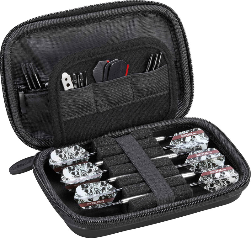 [Australia - AusPower] - Casemaster Sentinel 6 Dart Case, Holds Extra Accessories, Tips, Shafts and Flights, Compatible with Steel Tip and Soft Tip Darts, Impact & Water Resistant Tactech Shell, Sinister Skulls 