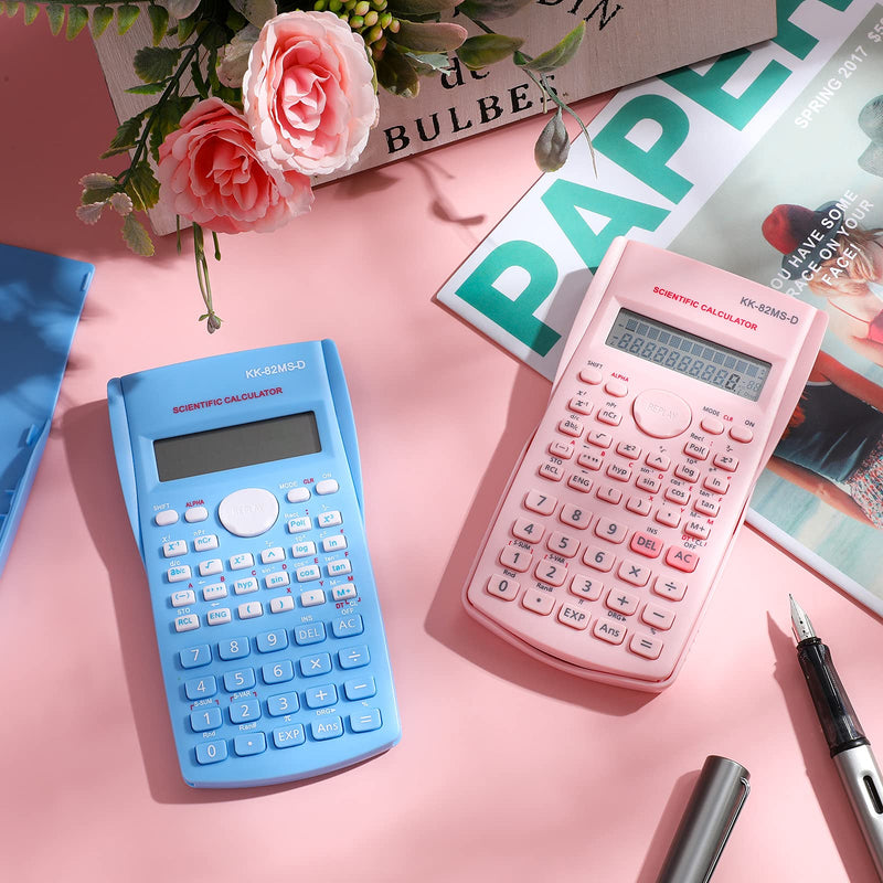 [Australia - AusPower] - 2 Sets Scientific Calculators Functional Engineering Scientific Calculator with Multiple Modes Graphing Function Portable Suitable for Student School Business Office Home Program System Pink and Blue 
