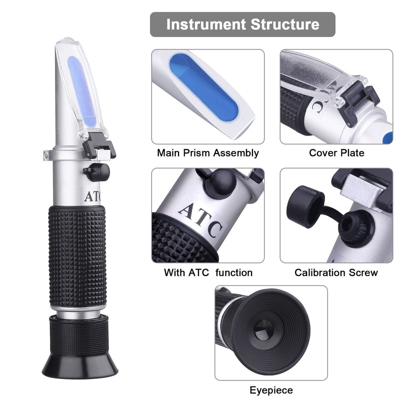 [Australia - AusPower] - Antifreeze Refractometer - 3-in-1 coolant Tester for Checking Freezing Point, Concentration of Ethylene Glycol or Propylene Glycol Based Automobile Antifreeze Coolant and Battery Acid Condition 