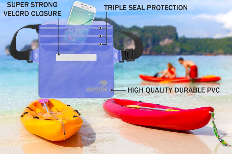 [Australia - AusPower] - Waterproof Fanny Pack Pouch (2 Pack) for Men & Women Dry Bag Water Resistant with Adjustable Waist Strap - Protects Valuables at Water Sports Or Boating Snorkeling Swimming 