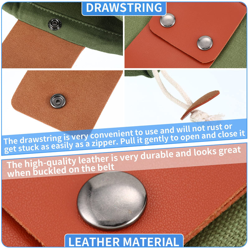 [Australia - AusPower] - Foraging Bag 4 Pieces PU Leather Waxed Pouch Collapsible Bushcraft PU Leather Pouch Belt Bag Leather Small Hiking Pouch for Traveling Camping Activity Brown, Green, Black, Khaki 