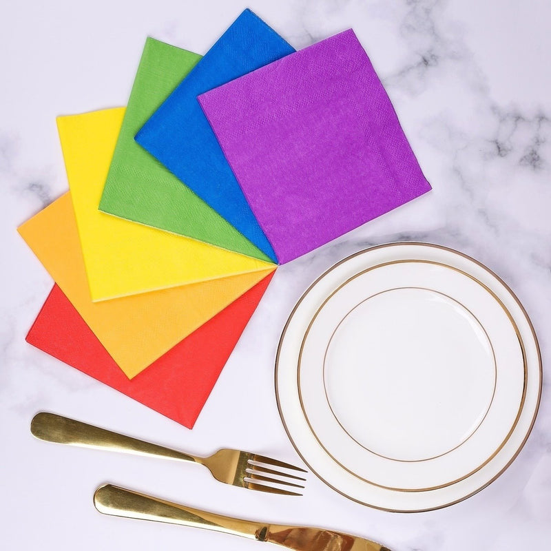 [Australia - AusPower] - Whaline 120 Pieces Rainbow Tissue Cocktail Paper Napkin Bright Beverage Luncheon Napkins 2 Ply for Gay Pride Day, Home, Kitchen, Party Decoration 