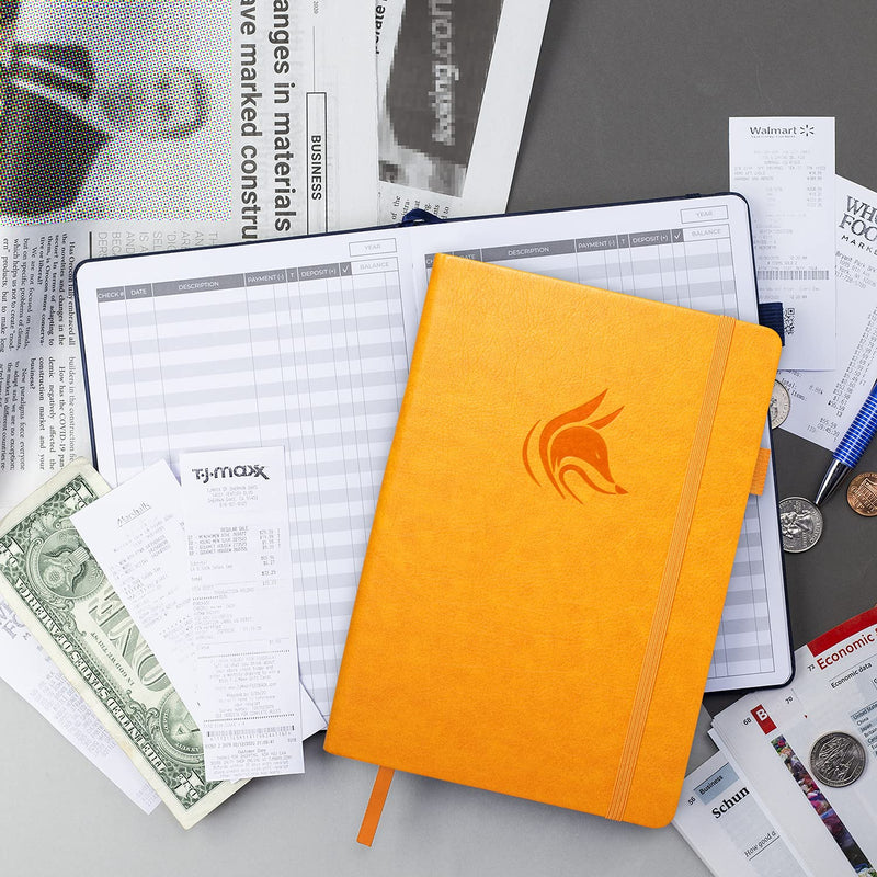 [Australia - AusPower] - Clever Fox Check Register – Deluxe Checkbook Log with Check & Transaction Registers, Bank Account Register Booklets for Personal and Work Use, A5 Hardcover - Yellow A5 (5.8'' x 8.3'') 