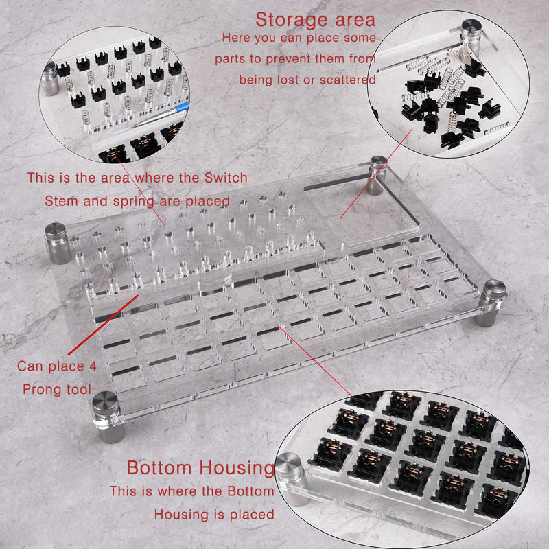 [Australia - AusPower] - 33 Switch Tester Switch Opener Acrylic Lube Station DIY Double-Deck Removal Platform Keycaps Puller for Custom Gateron Cherry Mechanical Keyboard 