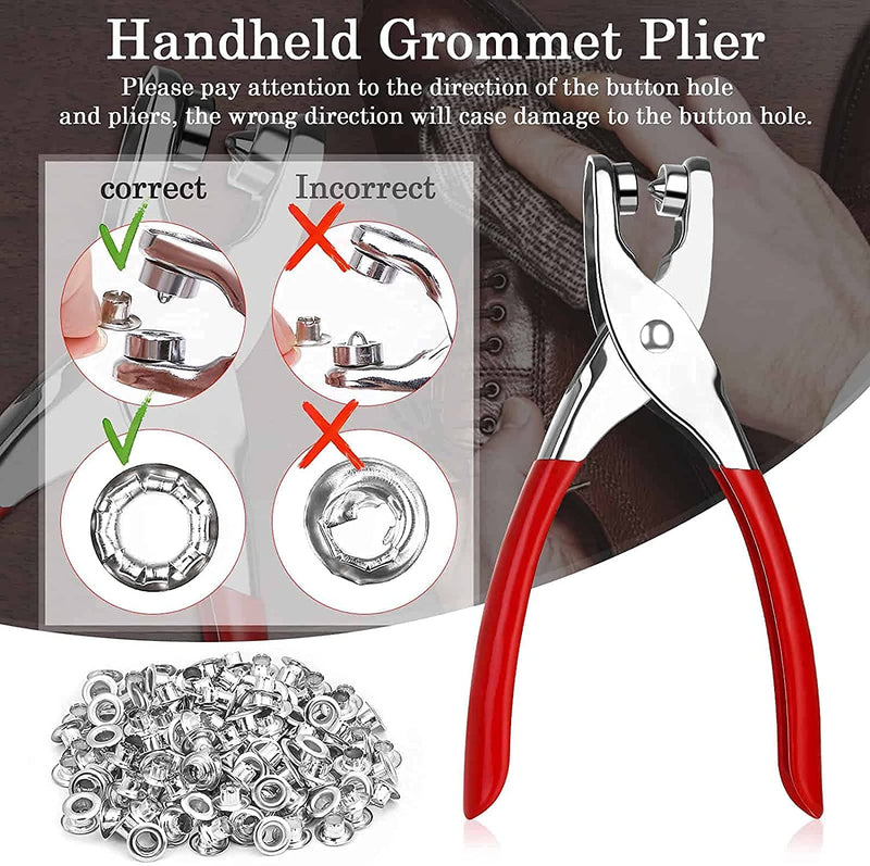 [Australia - AusPower] - 803Pcs Grommet Eyelet Pliers Kit, 1/4 Inch 6mm Grommet Tool Kit with 800 Metal Eyelets with Washers in Gold and Silver, Eyelet Grommets, Portable Grommet Hand Press kit for Leather/Belt/Shoes/Cloths 803pcs 1/4 Inch 