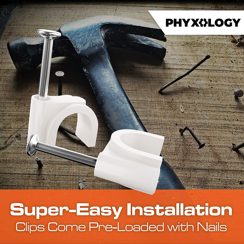 [Australia - AusPower] - Pro-Grade, Cable Clips with Steel Nails 5mm, 7mm, 9mm Wire Holders and Tacks 100 Per Size. Durable, UV Resistant Plastic Clips Help Organize Coax, Ethernet, Cat5, Cat6 and Other Cords. 300 5, 7, 9mm 