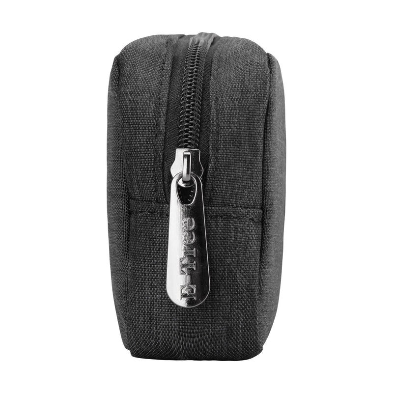 [Australia - AusPower] - E-Tree 7 inch Canvas Zippered Small Bag, Mini Travel Makeup Carrying Case, Cosmetic Bag, Portable Electronics Accessories Organizer, Tiny Coin Purse Wallet, Little Pouch for Little Items, Black 6" X 1.8" X 4" 