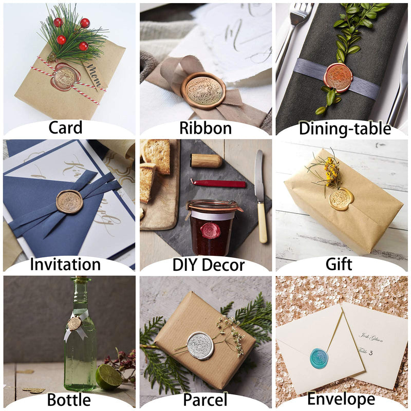 [Australia - AusPower] - OwnMy 6 PCS Wax Seal Stamp Set with Magic Symbols Wax Stamp Heads and Wooden Handle, Vintage Retro Classical Wax Sealing Stamp Crafts Wax Seal Stamp Kit with Gift Box for Invitation Envelopes Letters Magic Symbol 