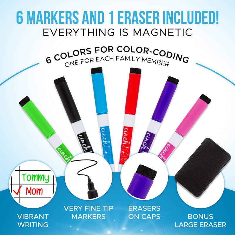 [Australia - AusPower] - Magnetic Dry Erase Chore Chart for Multiple Kids and Adults: Fridge 17x12" - Includes 6 Whiteboard Markers and Eraser with Magnets - Daily Responsibility Rewards White Board for Toddlers, Teenagers 