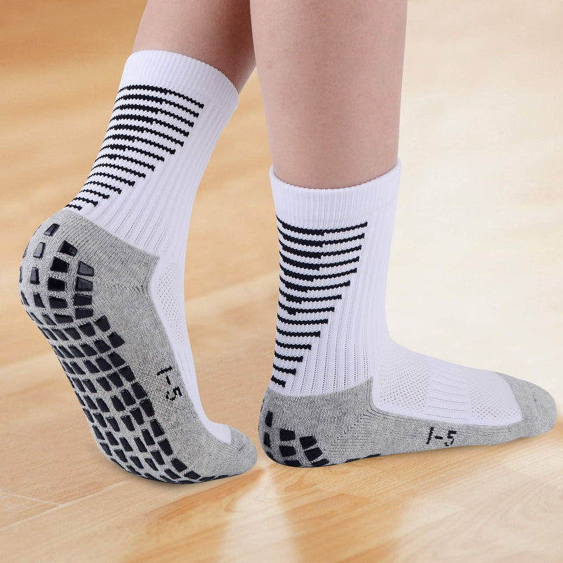 [Australia - AusPower] - JHM Kids Slipper Hospital Grip Athletic Sport Sockcs For Kids Youth Baby Boys Girls 4 Pairs Color#1 4-7 Years 