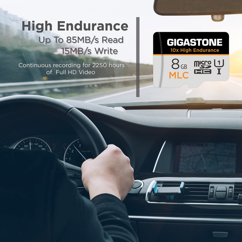 [Australia - AusPower] - [10x High Endurance] Gigastone 8GB 5-Pack MLC Micro SD Card, Full HD Video Recording, Security Cam, Dash Cam, Surveillance Compatible 85MB/s, U1 C10, with Adapter 8GB MLC 5-Pack 