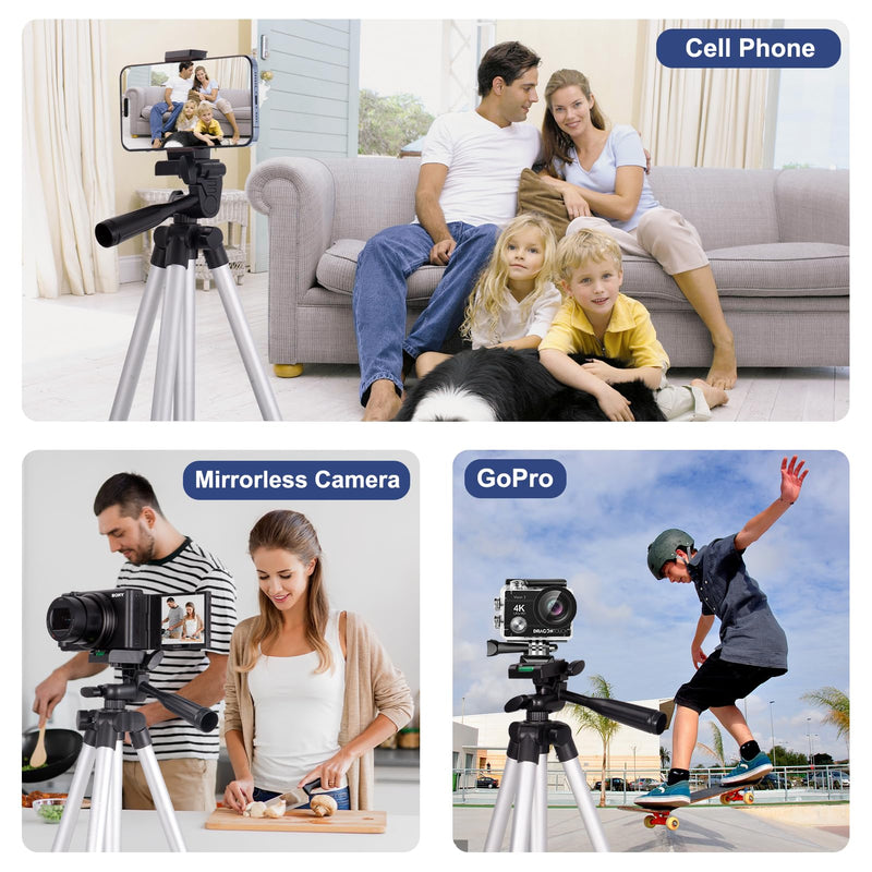 [Australia - AusPower] - Phone Tripod, Lusweimi 44-inch iPhone Tripod with Phone Holder Mount/Wireless Remote for Cell Phone/Camera/Webcam/GoPro, Tabletop Lightweight Tripod for iOS/Android/Smartphone 