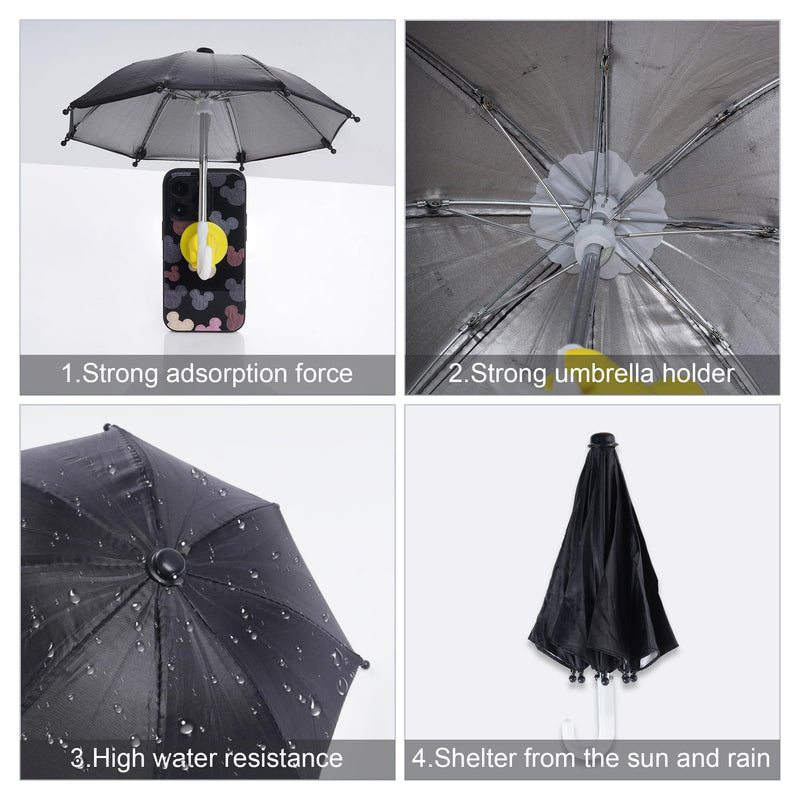 [Australia - AusPower] - Yymobt Phone Umbrella for Sun, Universal Cell Phone Umbrella Suction Cup Stand, Anti-Glare Cover Sun Shield, Adjustable Piggy Suction Cup Phone Stand, Outdoor Cell Phone Sunshade Holder 