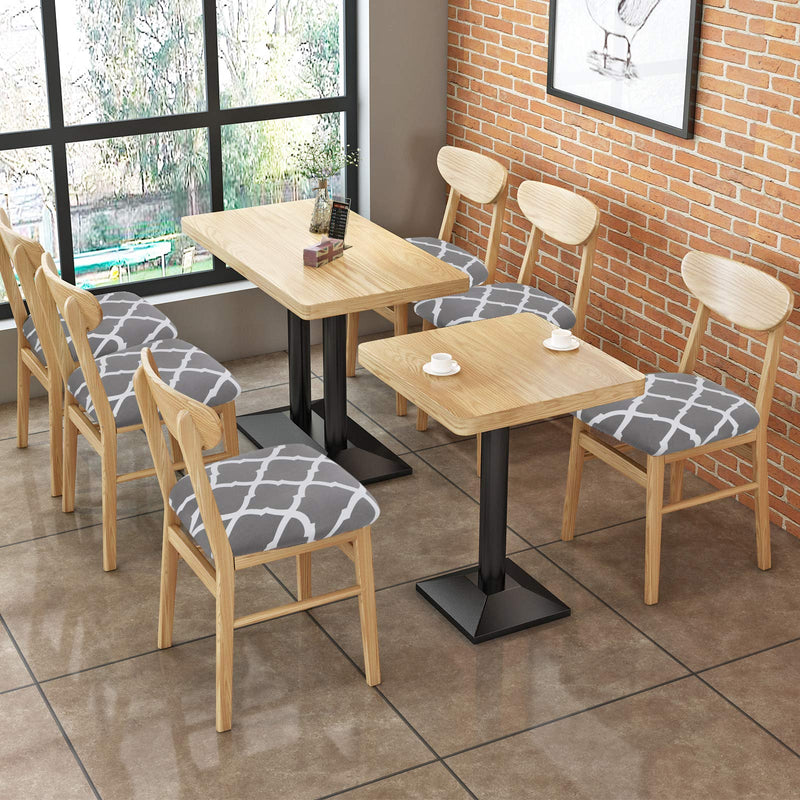 [Australia - AusPower] - SearchI Seat Covers for Dining Room Chairs Stretch Printed Chair Seat Covers Set of 4, Removable Washable Upholstered Chair Seat Protector Cushion Slipcovers for Kitchen, Office(Grey+White) Grey+white 