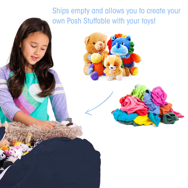 [Australia - AusPower] - Posh Stuffable Kids Stuffed Animal Storage Bean Bag Chair Cover - Childrens Toy Organizer, Medium 27" - Solid Navy Blue 27in - Medium 