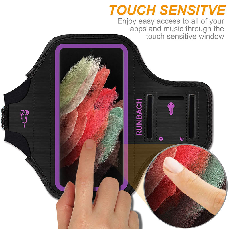 [Australia - AusPower] - Runbach Water Resistant Running Armband for Samsung Galaxy S22 Ultra/S21+ 5G/S21 Ultra/S20 Ultra/Note 20 Ultra,Galaxy F62/M62/M51/M12/M02/A90/A71/A70/A42/A32/A21/A12/A02(Purple) Purple 