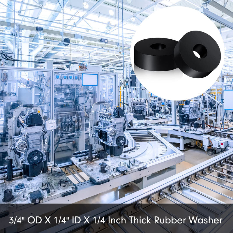 [Australia - AusPower] - Thick Rubber Washers 3/4 Inch OD x 1/4 Inch ID x 1/4 Inch Thickness Rubber Bushing Black Rubber Spacer Bushing Washers Flat Washers (25 Pack) 25 