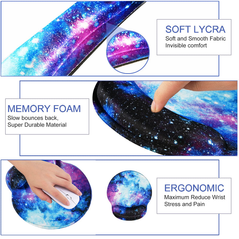 [Australia - AusPower] - Mouse Pad Keyboard Wrist Rest, Gel Non Slip Rubber Wrist Support Rest Mouse Pad for Home Office, Computer, Laptop, Typist, Gamer, Soft Cushion Mousepad with Memory Foam Ergonomic -Nebula Galaxy Nebula Galaxy 