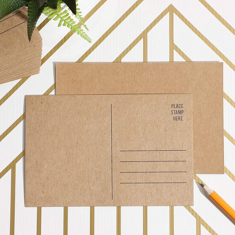 [Australia - AusPower] - 100 Pack Kraft Mailable Blank Postcards for Mailing, Wedding Invitations, Crafts (6x4 In)) 