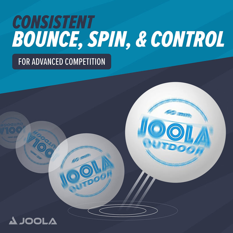 [Australia - AusPower] - JOOLA Outdoor Table Tennis Balls - 6 Pack of 40mm Regulation Size Ping Pong Balls for Training and Recreational Play - Fun as a Cat Toy - Indoor and Outdoor Compatible- White 