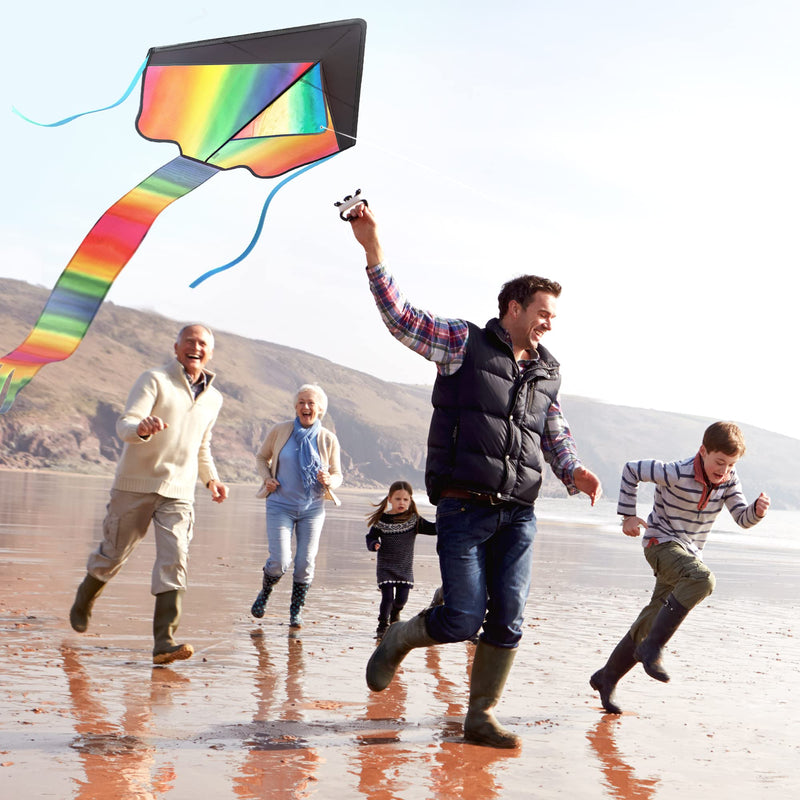 [Australia - AusPower] - aGreatLife Rainbow Kite for Kids Easy to Fly in Low Wind Speed, Beginners Kids Kite for Family Outdoor Games and Activities, Extremely Easy to Assemble - Large Delta, Giant Beach Kites for Adults 