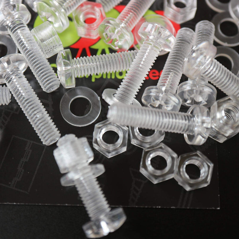 [Australia - AusPower] - Pack of 60 Transparent Clear Plastic Acrylic M5 x 20mm Nuts & Bolts, Washers -Acrylic Plastic Screws, 13/64" x 25/32 