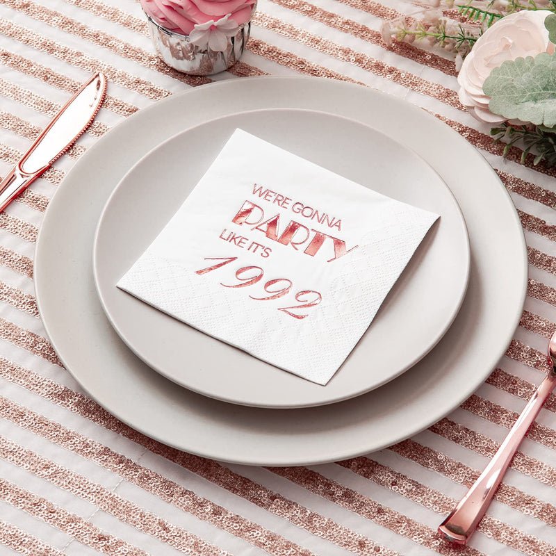 [Australia - AusPower] - Crisky 30th Birthday Cocktail Napkins Rose Gold for Women 30th Birthday Party Decorations for Cake Dessert Berverage Table, 30th Birthday Party Supplies,50 Pcs Disposable Napkins, 3-Ply 