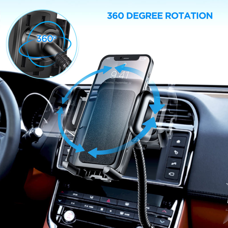 [Australia - AusPower] - SOAIY 3-in-1 Cigarette Lighter Car Mount + Voltage Detector (Not for Center Console & Window), Dual USB 3.1A Charger with Adjust Gooseneck & 360° Rotating Car Mount Cradle for 1.7-3.7inch Width Phones 