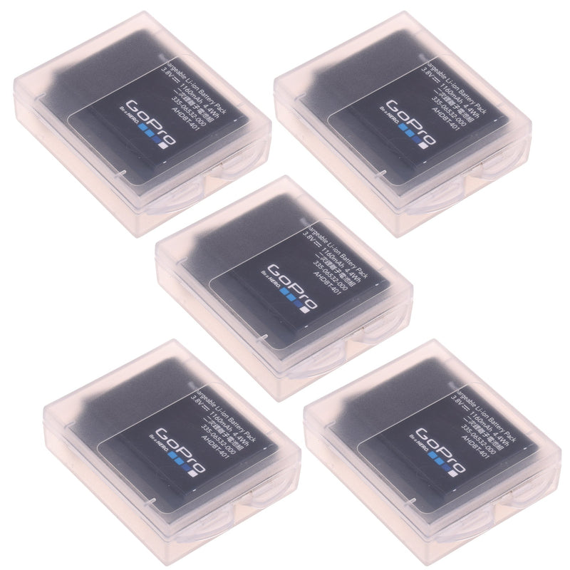 [Australia - AusPower] - COSMOS Pack of 5 Clear Color Plastic Protective Storage Case Boxes Holder Compatible with Gopro Hero Battery, AHDBT-401 