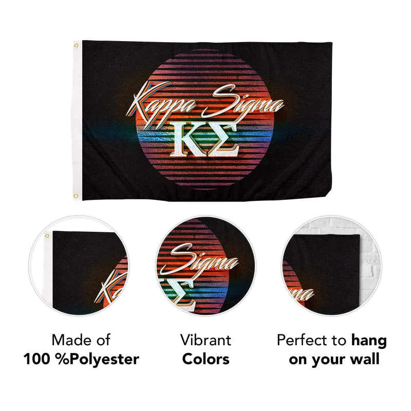 [Australia - AusPower] - Kappa Sigma 80's Letter Fraternity Flag Banner 3 feet x 5 feet Sign Decor Kappa Sig (Flag - 80’s) 
