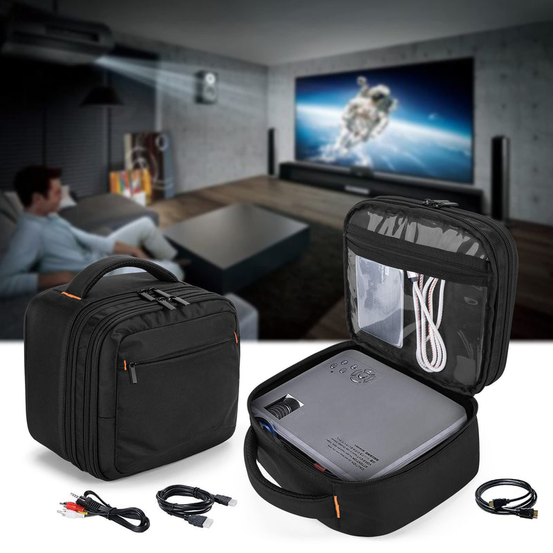 [Australia - AusPower] - CURMIO Double Layers Projector Case, Mini Projector Carrying Bag Compatible with DR.J Professional and QKK Mini Projector, Black Double Layer 