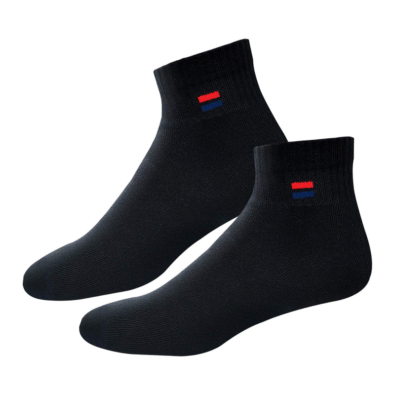 [Australia - AusPower] - NAVYSPORT Men's Solid Cushion Comfort Athletic Quarter Socks for Running, Training, Casual Wear Pack of 6 7-12 White (3 Pairs), Black (3 Pairs) 