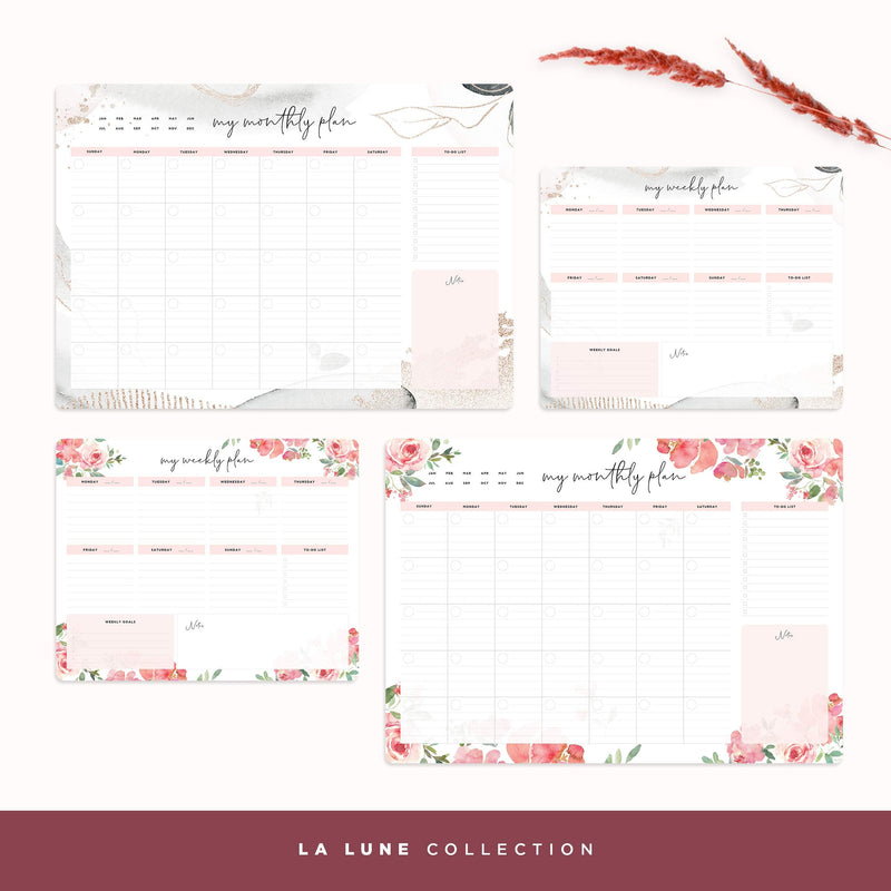 [Australia - AusPower] - Non-Dated Desk Pad Blotter Office Calendar La Lune Collection by Bright Day, 16 Month 15.5 x 11 Inch, Floral Monthly Organizer Check List (Belle Fleur) Belle Fleur 