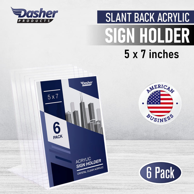 Slant Back Acrylic Sign Holder 5x7 Clear Picture Frame Stand, 5 x 7