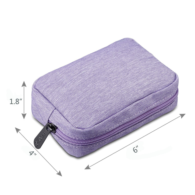 [Australia - AusPower] - E-Tree 7 inch Canvas Zippered Small Bag, Mini Travel Makeup Carrying Case, Cosmetic Bag, Portable Electronics Accessories Organizer, Tiny Coin Purse Wallet, Little Pouch for Little Items, Purple 6" X 1.8" X 4" 