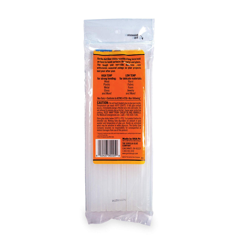 [Australia - AusPower] - Gorilla Hot Glue Sticks, Mini Size, 8" Long x .27" Diameter, 25 Count, Clear, (Pack of 1) 25 Count - 8" x .27" 1 Pack 